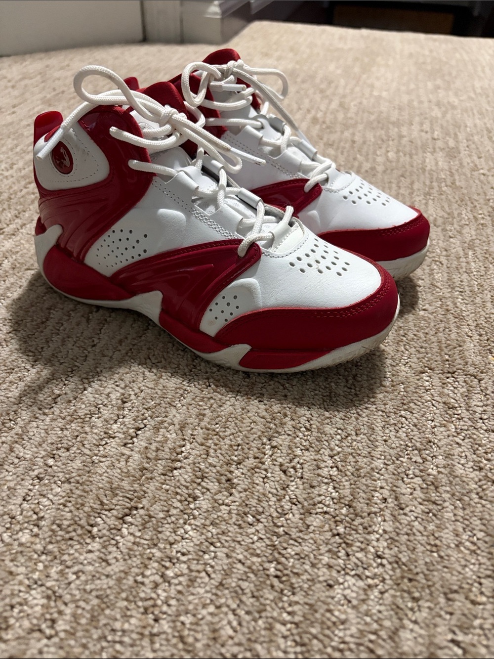 Youth High-Top Shaq Athletic Sneakers in White and Red